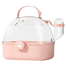 Carno 卡諾 倉鼠外出籠 腳掌圖樣移動籠 附飲水器 18.4 x 16.3 x 17cm, 1個, 粉色