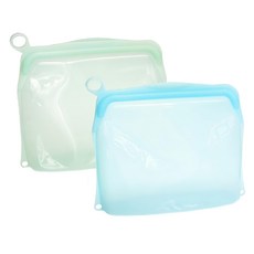 OUTSY 可密封果凍QQ矽膠食物夾鏈袋 食品級矽膠 安全無毒 經久耐用 可重複使用環保好清洗 小巧款500ml, 18.8 x 4.6 x 16.5cm, 2個, 1組