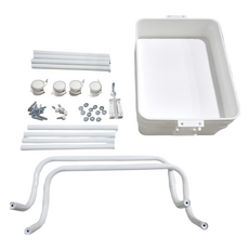 推車 塑膠收納籃&同色鐵管 可掛置物籃 附二輪二剎車輪, 白色, 3層