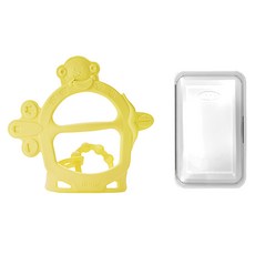 Ange 猴子款手環固齒器組 1入 + 收納盒, 矽膠固齒器 + 收納盒, 黃色, 1組