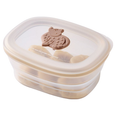 ZEN ZHOU 仁舟淨塑 矽密盒 197g 600ml 可折疊耐熱矽膠保鮮盒, 石虎 透明, 1個