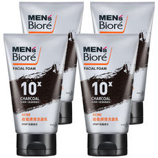 MEN's Biore 痘痘調理洗面乳, 10倍炭, 控油, ACNE, IPMP抗菌成分, 100g, 4條