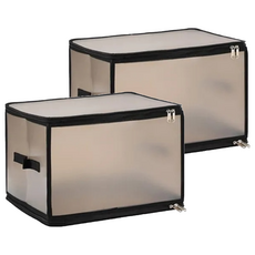 E.dot 磨砂防潑水可視折疊棉被衣物收納箱/收納袋 30L PP材質, 40 x 30 x 25cm, 黑色, 2個