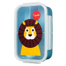 3 sprouts 動物午餐盒 三格分隔設計 四面卡扣防溢出, 獅子王, 1個