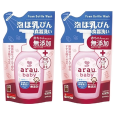 SARAYA arau 愛樂寶 無添加奶瓶奶嘴清潔泡泡補充包 100%植物油 天然界面活性劑 易於沖洗 泡沫泵裝, 450ml, 2包