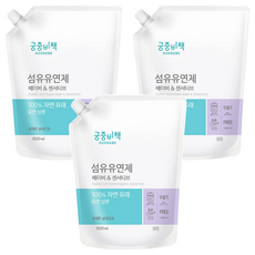 GOONGBE 宫中秘策 高濃縮幼兒衣物柔軟精補充包 1袋 嬰兒和敏感性肌膚適用 100% 天然來源柔軟成分 韓國製造, 1.5L, 3包