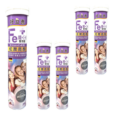 heilusan 好立善 鐵+C+B 發泡錠，紅潤亮顏, 4.1g, 20顆, 5條