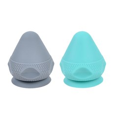 LEADER X 吸盤手持2合1筋膜球2件組 手持按摩 筋膜放鬆 舒緩疲勞, 1組, 灰色 + 綠色