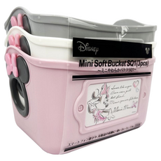 nishiki 錦化成 Disney 米妮系列 塑膠置物籃 Set Mini Soft Bucket SQ1, 3個, 10x17.5x13cm
