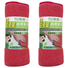 TU良品 超厚耐用抹布, 擦拭不留水痕油漬, 極細纖維吸水, 30 x 28cm, 2條