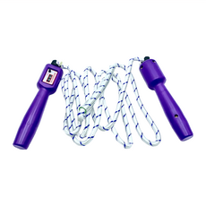 Her-Ea 禾亦 碼錶跳繩 編織繩強韌抗拉 耐磨不易斷裂 輕巧不易變形, 1個, 紫色, 繩長約2.45M/手柄長約18cm