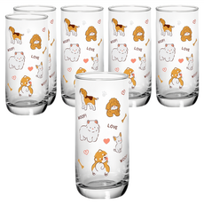 Ocean Glass 狗狗刻度杯 370ml, 透明色, 6個