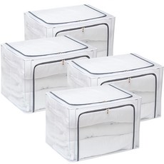 DOSell 透明PVC多用途可折疊棉被衣物雜貨收納箱, 灰色, 4個