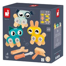 Janod 小木匠創意玩 寵物總匯, 1盒, 混和顏色, 激發創意組裝樂趣