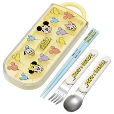 Skater 銀離子兒童餐具三件組, 湯匙 + 叉子 + 筷子 + 收納盒, 米奇與氣球, 1組