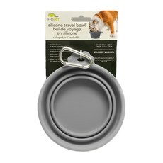 FFDPET 寵物折疊碗（小 200ml） FDA食品級矽膠 帶掛勾, 典雅灰, 1個
