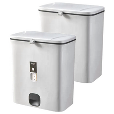 FAmILyLIFE 生活 雙面掀蓋夾縫型 直立吊掛2用垃圾桶 YG-109 2個, 淺灰色
