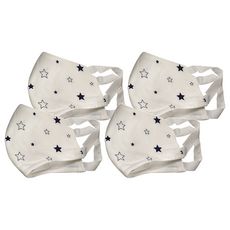 Osun 歐桑生活 防疫3D立體三層防水運動透氣布口罩 台灣製造(大人款)-白底星, 4個, 22 x 12cm