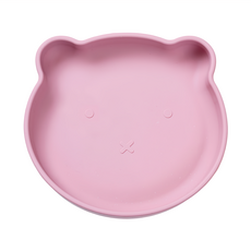 CUTOPIA 矽膠動物餐盤, 100%食品級矽膠 安全無毒，耐溫範圍:-40°C~220°C, 17.5 x 3cm, 暖暖熊 粉色, 1個