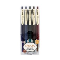 ZEBRA 斑馬牌 SARASA 典雅1代 中性筆 Set, 0.5mm, 復古色系, 5色, 1組