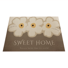 玄關絲圈地墊 花朵米白/米白色, 加大款(120 x 80cm)