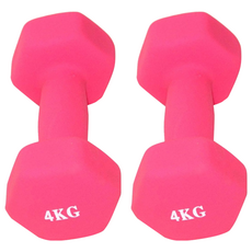 三次方 塑身小啞鈴，六角設計 防止滾動，1-5公斤 亮麗顏色, 單一商品, 粉, 4kg, 2支