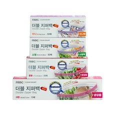 SINCERELY Frog 雙層食物夾鏈袋, Set 4件, 迷你/小號/中號/大號, 1組, 4入