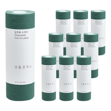 Saengong 生活工作所 捲筒型拋棄式洗碗布 - 深綠色, 60張, 10捲