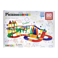 PicassoTILES 畢卡索 磁力片積木 跑跑賽車軌道 Set 80片, 多色, 1盒