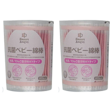 西松屋 Smart Angel 超細紙軸多功能抗菌嬰兒棉棒 200支, 2盒