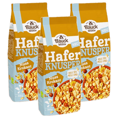 Bauck Muhle 寶客 無麩質堅果燕麥脆片，德國原裝進口，無人工添加物, 300g, 3包