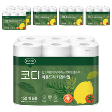 CODI 捲筒式廚房紙巾 森林系包裝, 150張/捲, 6捲, 6袋