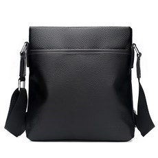 ADDEDIT 簡約皮革坦伯斜背包, 黑色