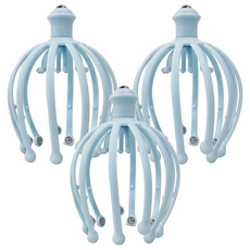 MICHAEL FITNESS 麥克健身 頭皮按摩器升級18爪 Set, 滾珠按摩,不傷頭皮, 穴位按摩, 紓緩頭部疲勞, 3個, 藍色