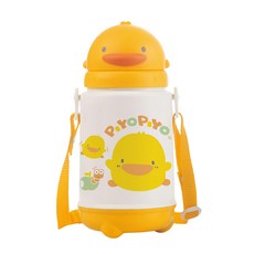 PiYOPiYO 黃色小鴨 保溫保冷滑蓋水壺, 黃色, 420ml, 1個