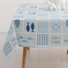 Casa Bella 美麗家居 北歐風防水桌巾, 140 x 220 cm, 藍魚方格, 1個