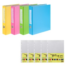 ECO Chungwoon D型3孔活頁夾套裝，4本+100入補充內頁, 顏色隨機, 1組