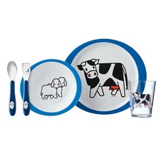 MEPAL 兒童餐具5件組, 6個月以上, 不含BPA, 農場好朋友, 盤子 + 碗 + 杯子 + 湯匙 + 叉子, 1組