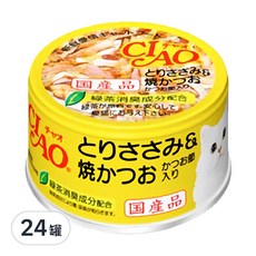 INABA CIAO 啾嚕 旨定罐 85g*24罐 貓咪濕糧, 雞肉 + 鰹魚燒 + 柴魚片