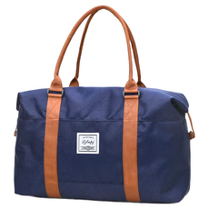 拼色防潑水大容量手提旅行袋 藍色, 不適用, 1個