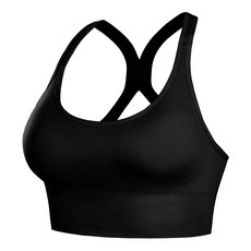 高強度美背運動內衣 U型拼接 襯托結構增強聚攏, L, 黑色