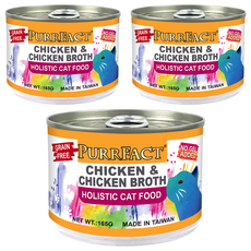 PURRFACT 波菲特 貓用主食罐 無穀糧 無添加膠質, 鮮嫩雞, 165g, 3罐
