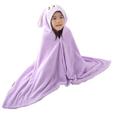 兒童款萌趣羊咩咩連帽浴巾，柔軟舒適透氣乾爽, 均碼, 紫