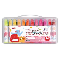 SKB 文明 胖福星球可水洗彩色筆套裝, 24色, 無毒安全, 1盒