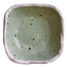 佐和陶瓷 小方缽 日本製, 薄綠梨地, 1個