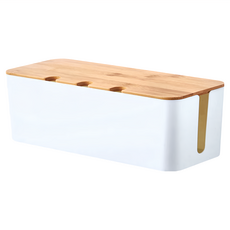 isona 愛收納 三孔 竹板延長線收納盒 L 41 x 16 x 14cm, 白色, 1個