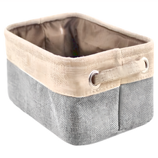 北歐布藝收納籃，仿麻棉EVA+TC布+鐵圈，灰色，兩面提手設計, 04 特大(41 x 24 x 31cm), 1個