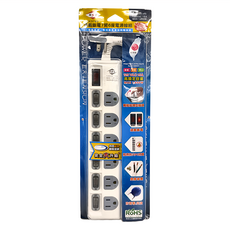 WeiTien 威電 過載7開6座電源線組, 125VAC 15A, 最大1650W, 輕鬆拔薄型插頭，防雷擊突波吸收, 1.2m, CK3762, 1個