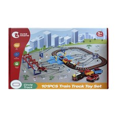 cute stone 盟石 兒童火車鐵道世界 101PCS火車軌道玩具套裝 3歲以上 帶電動火車和汽車, Multicolor, 1盒