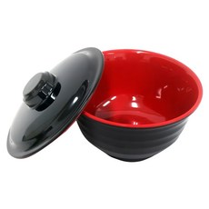 順大 日本牛肉麵碗組 附蓋 美耐皿材質 800ml, 黑色 + 紅色, 1個
